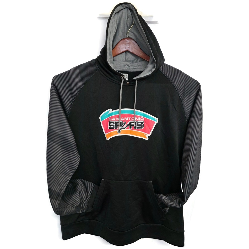 Majestic San Antonio Spurs Hardwood Classics Hoodie Black Mens XL Fiesta Logo
